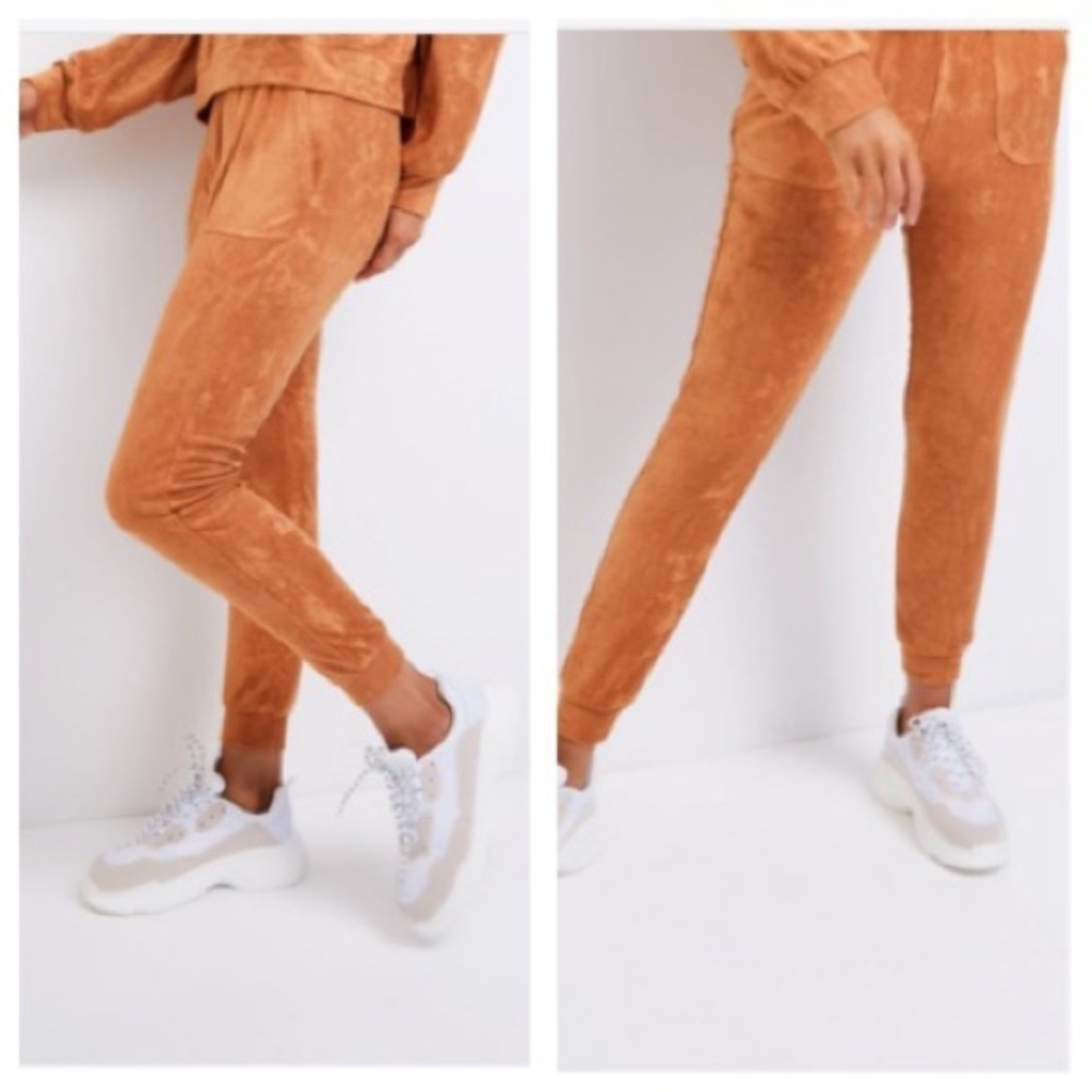 All Fenix Terrycloth Towel Brown Jogger High Rise Pants sz S